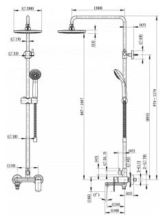 Душевая стойка Bravat Opal С F6125183CP-A1-RUS